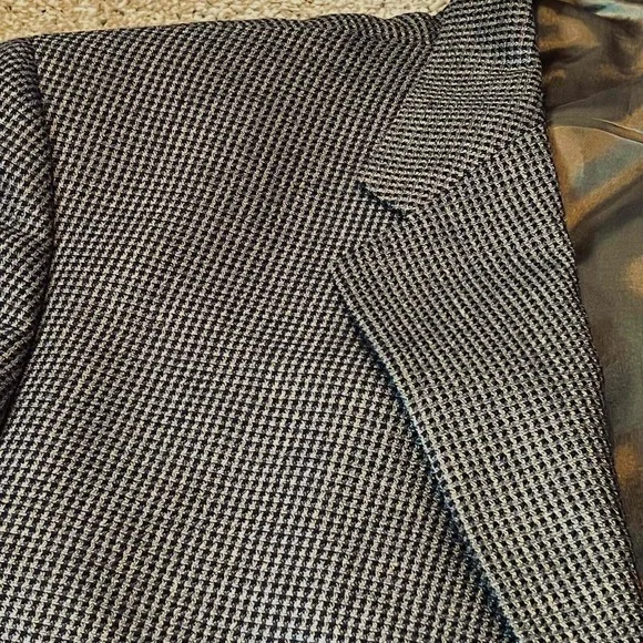 Joseph Abboud 42L Blazer‎ Neutral Tan/charcoal Silk Wool Premium Suit Jacket - Picture 12 of 15